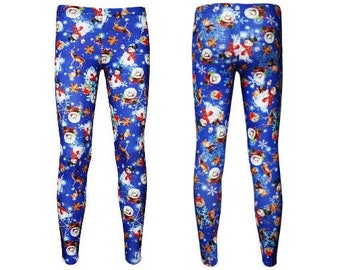 Women's Christmas Snow Globe Snowmen Winter Rabbits Nutcrackers Print Leggings