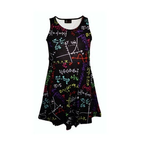Girls Maths Numbers Formula Equations Back To School Blackboard Printed Sleeveless Skater Dress image 1