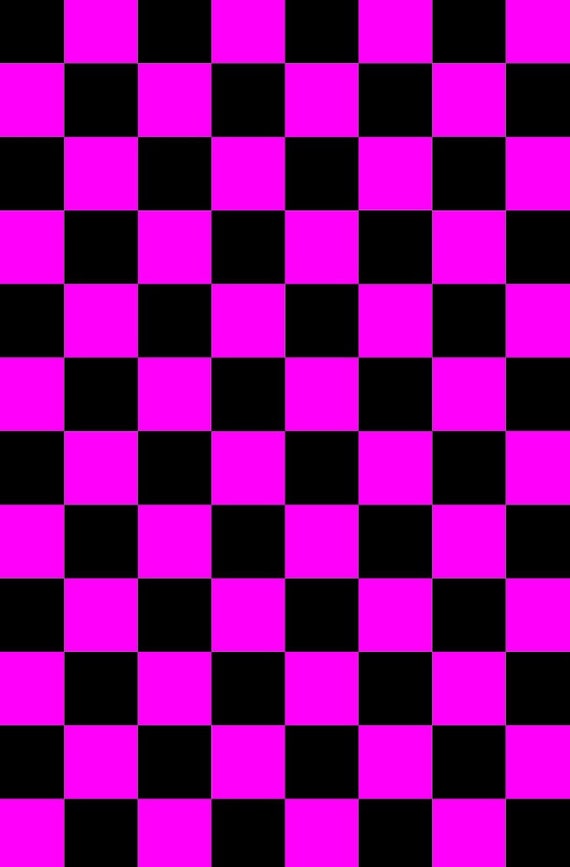 Pink And Black Checker Board 2.5cm Square Check Print Stretch Spandex  Fabric Stunning Sewing Dressmaking Festival Apparel