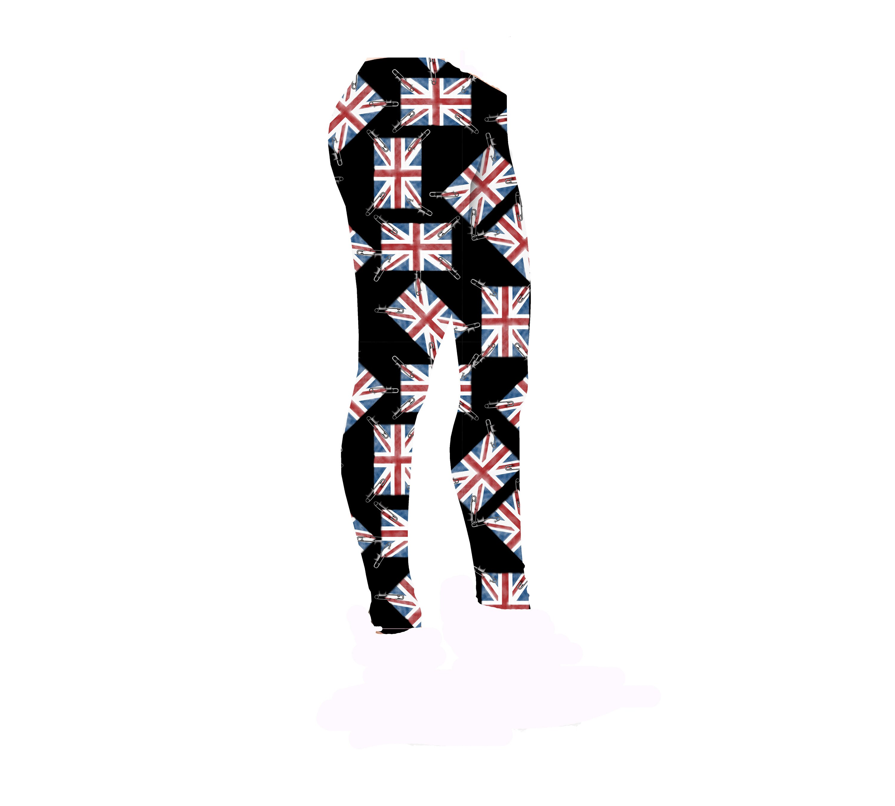 Girl's Cute Union Jack UK Flag Patch Printed Leggings Size 5 12 Years 