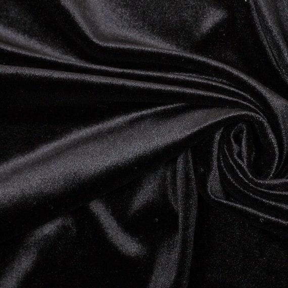 Premium Luxury Soft Black Velvet Velour Fabric 4 Way Stretch Spandex Sold  By Metre Gothic Punk Emo Medieval