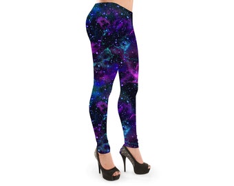 Galaxy Stars Space Cosmos Planets Printed 4 Way Stretch Leggings Yoga Squat Fashion Rave Party