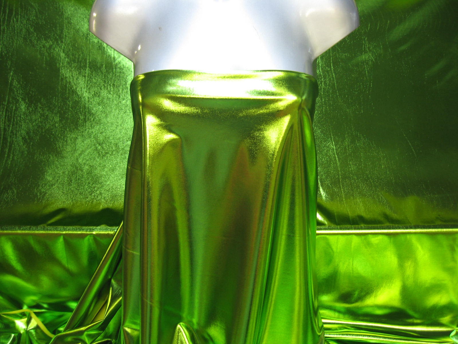 Metallic Lime Green Mirror Foil High Shine Liquid Wet Look Stretch