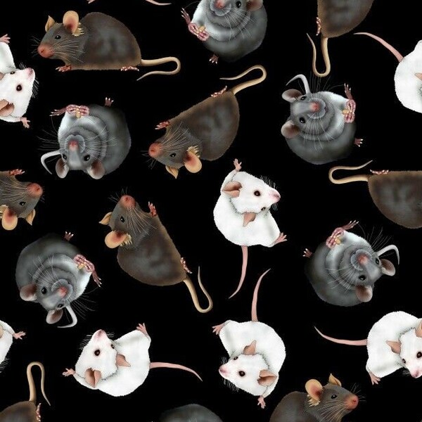 Adorable Cute Mouse Rats Mice Rodent Print Stretch Micro Spandex Polyester Fabric Sewing Apparel Pet Lovers