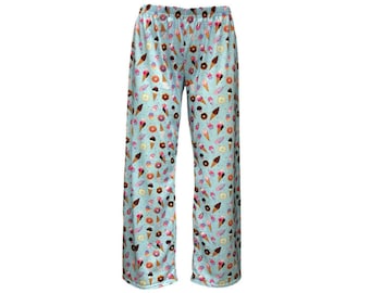 Cute Cupcakes Ice Cream Donuts Print Loungewear Sleepwear Pyjama Bottoms Pants