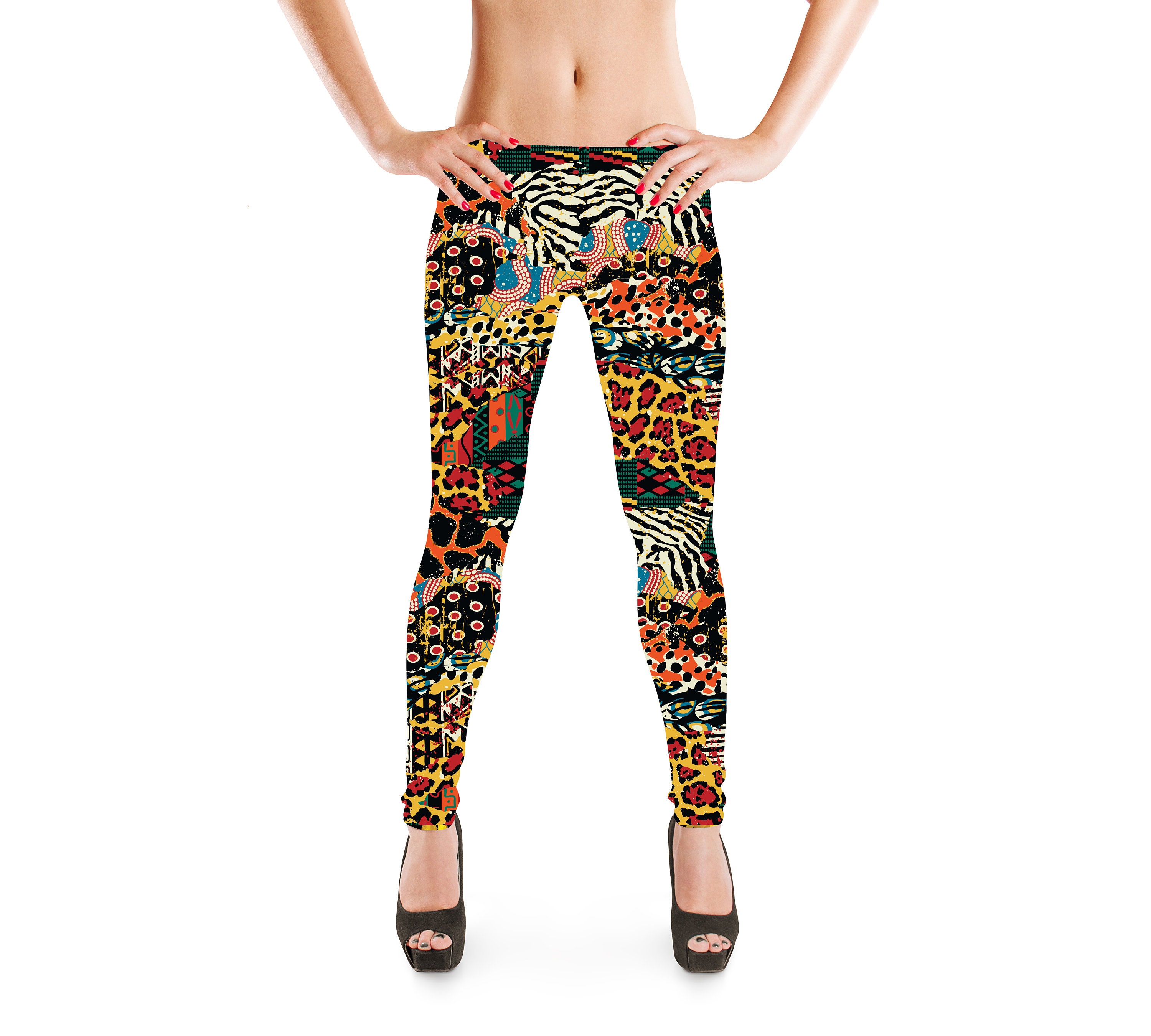 Cheetah LEGGINGS Rainbow Leggings Animal Print Yoga Leggings