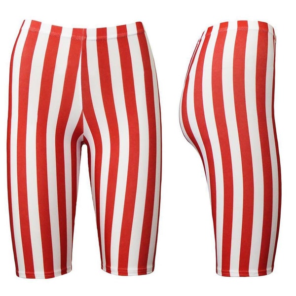 Funky Pantaloncini da ciclismo a strisce verticali rosse e bianche