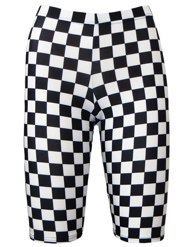 Black and white online checkered biker shorts