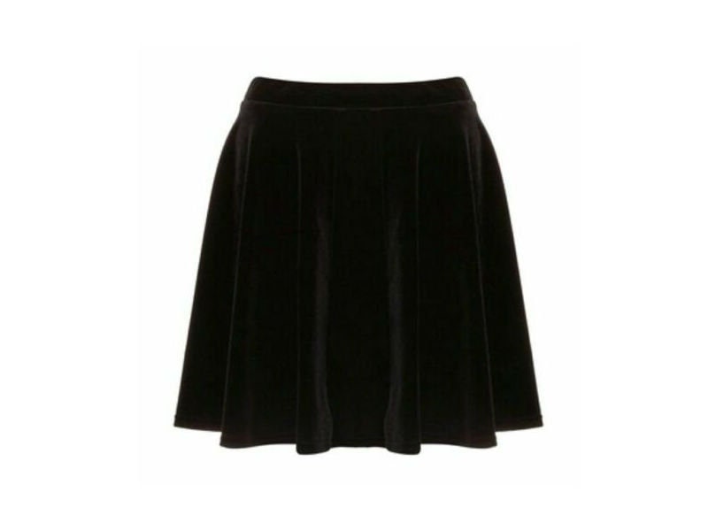 Image of Gothic Black Velvet Velour Vintage Retro Rockabilly Flare Skater Skirt