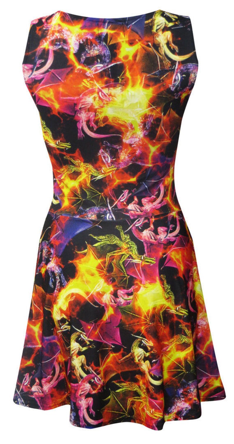 Multi Fire Breathing Dragons Alternative Printed Skater Dress - Etsy