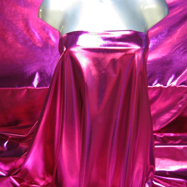Metallic Pink Mirror Foil High Shine Liquid Wet Look Stretch Fabric Stunning Dressmaking Leggings Leotards