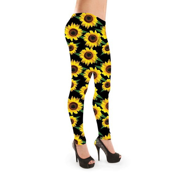 Sunny Sunflower Floral Flowers Retro All Over Leggings imprimés Fashion Trend Activewear