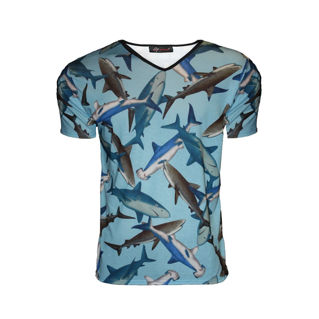 Image of Men's Sharks Sea Life Ocean V-Neck T-Shirt