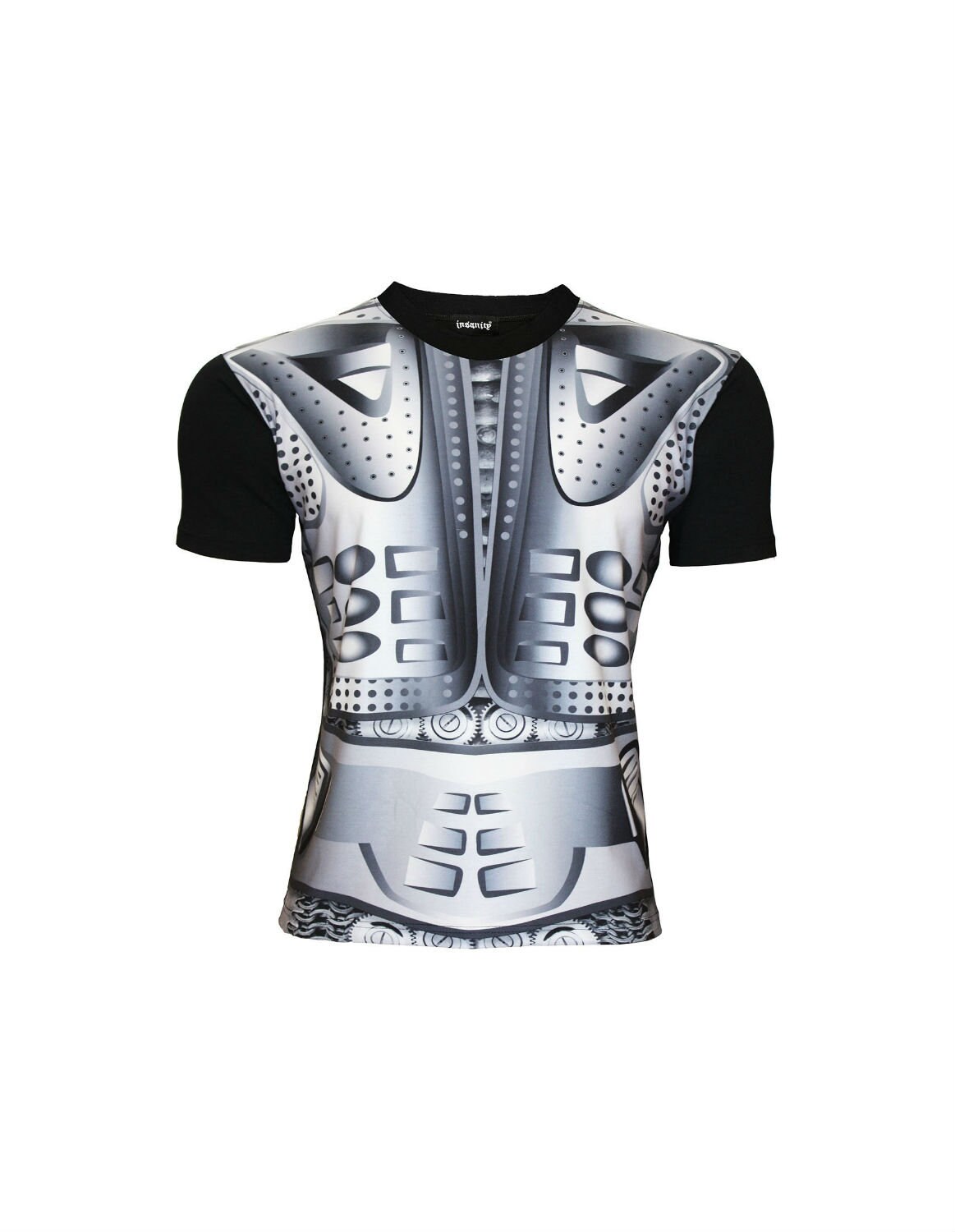 Image of Classic Metallic Chain Mail Cogs Armour Panels Body Printed Crew Tshirt