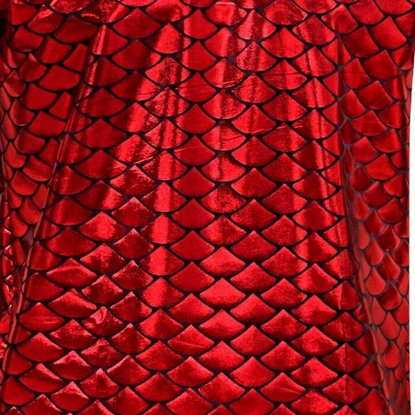 Métallisé rouge brillant écaille de poisson feuille de sirène feuille de tissu extensible bidirectionnel superbe leggings de couture justaucorps Rave Party