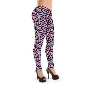 Pink Leopard Leggings - Leopard Leggings - Pink Metallic Pants - Metallic  Pink Leopard Leggings