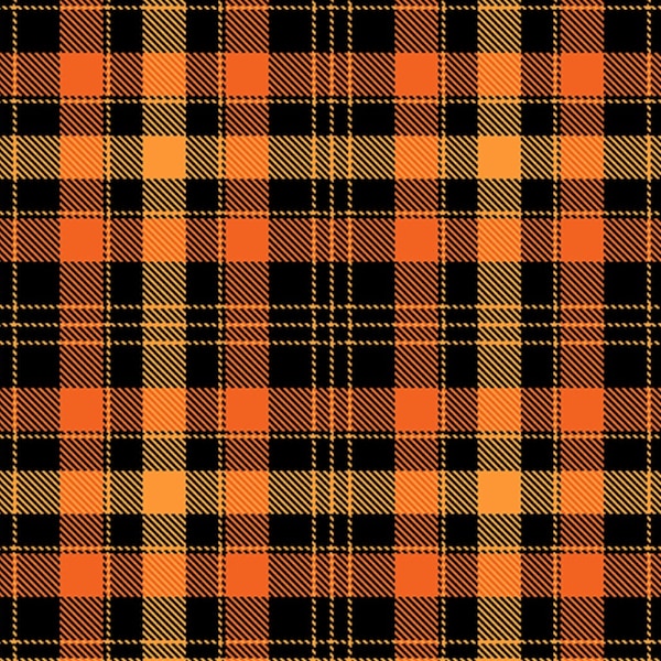 Orange et Noir Tartan Check Plaid Print Stretch Spandex Tissu Superbe Couture Couture Festival Vêtements