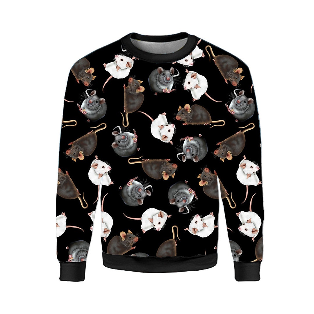 Unisex Cute Mouse Rats Mice All Over Print Fleece Jumper Sweatshirt