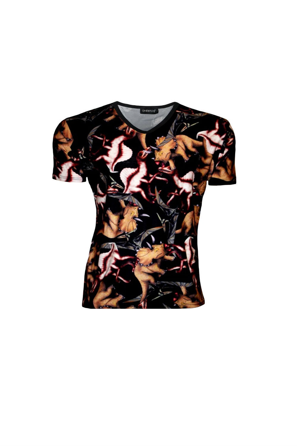 Image of Men's Printed Prehistoric Dinosaurs V-Neck T-Shirt
