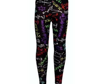 Girl's Maths Numbers Formula Equations Back To School Blackboard Printed Leggings