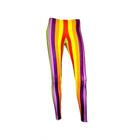 Funky Multicoloured Rainbow Vertical Stripes Printed Leggings 