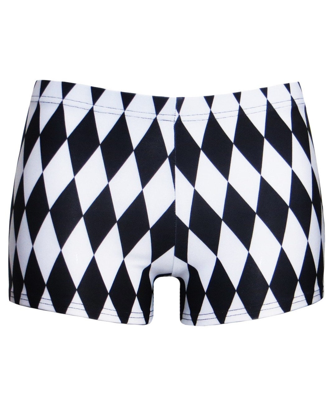 Monochrome Harlequin Diamonds Printed Shorts Hot Pants 