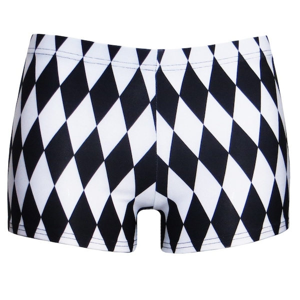 Monochrome Harlekin Diamanten Bedruckte Shorts Hot Pants