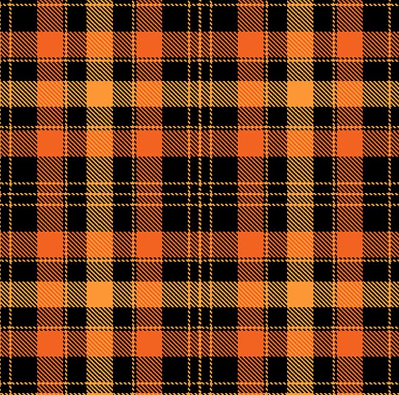 Orange And Black Tartan Check Plaid Print Stretch Spandex Fabric Stunning Sewing Dressmaking Festival Apparel image 2