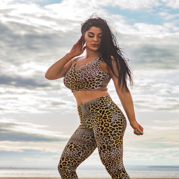 Classic Cheetah Leopard Animal Skin Crop Top Leggings Pants Coord Set  Festival Outfit -  Canada