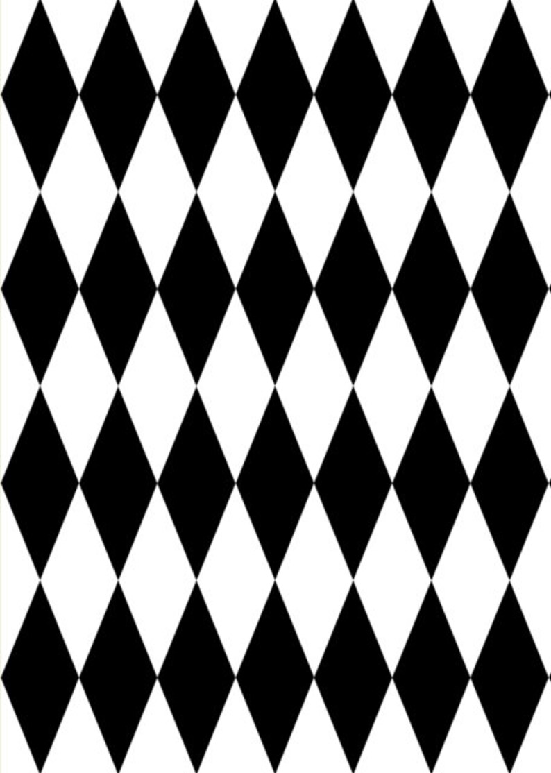 Mono B/w Diamond Harlequin Print Stretch Spandex Fabric Etsy