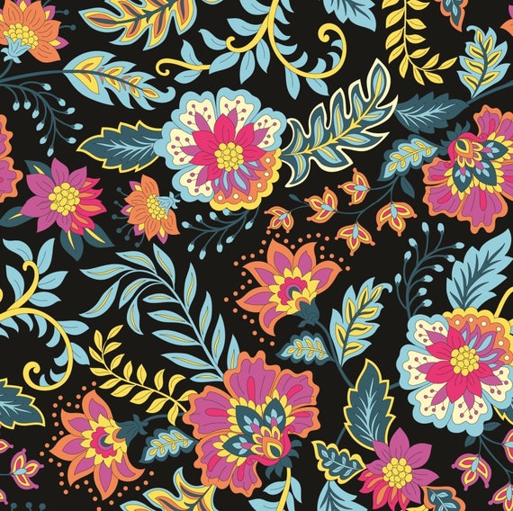 4 Way Stretch Fabric Hawaiian Tropical Floral Print Spandex By