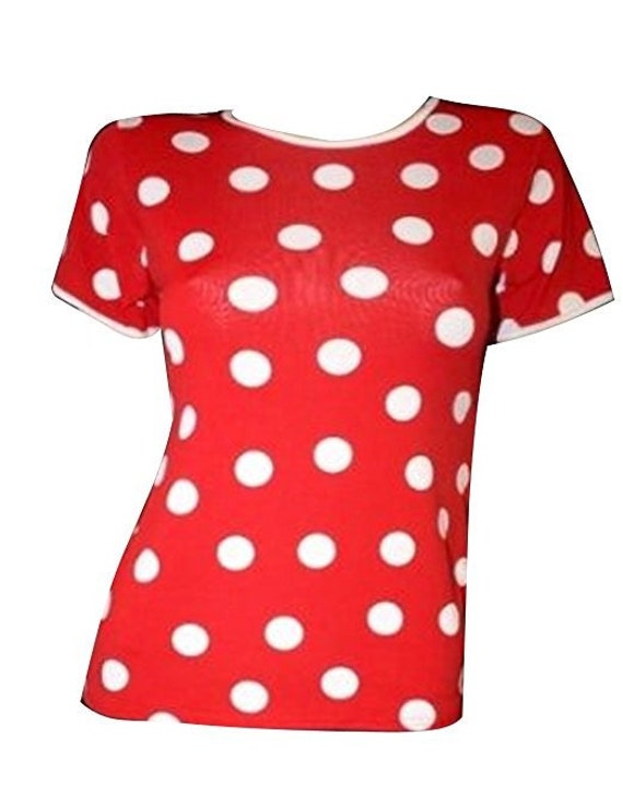 Red and White Polka Dots Minnie Classic Printed T-Shirt Top