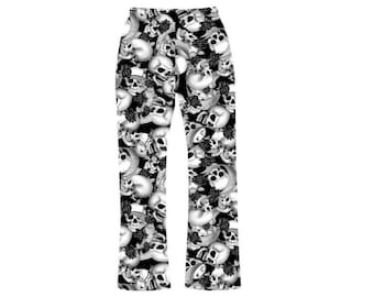 Skull Roses Banner Print Loungewear Sleepwear Pyjama Bottoms Pants