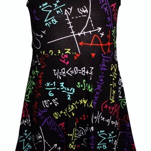 Girls Maths Numbers Formula Equations Back To School Blackboard Printed Sleeveless Skater Dress image 2