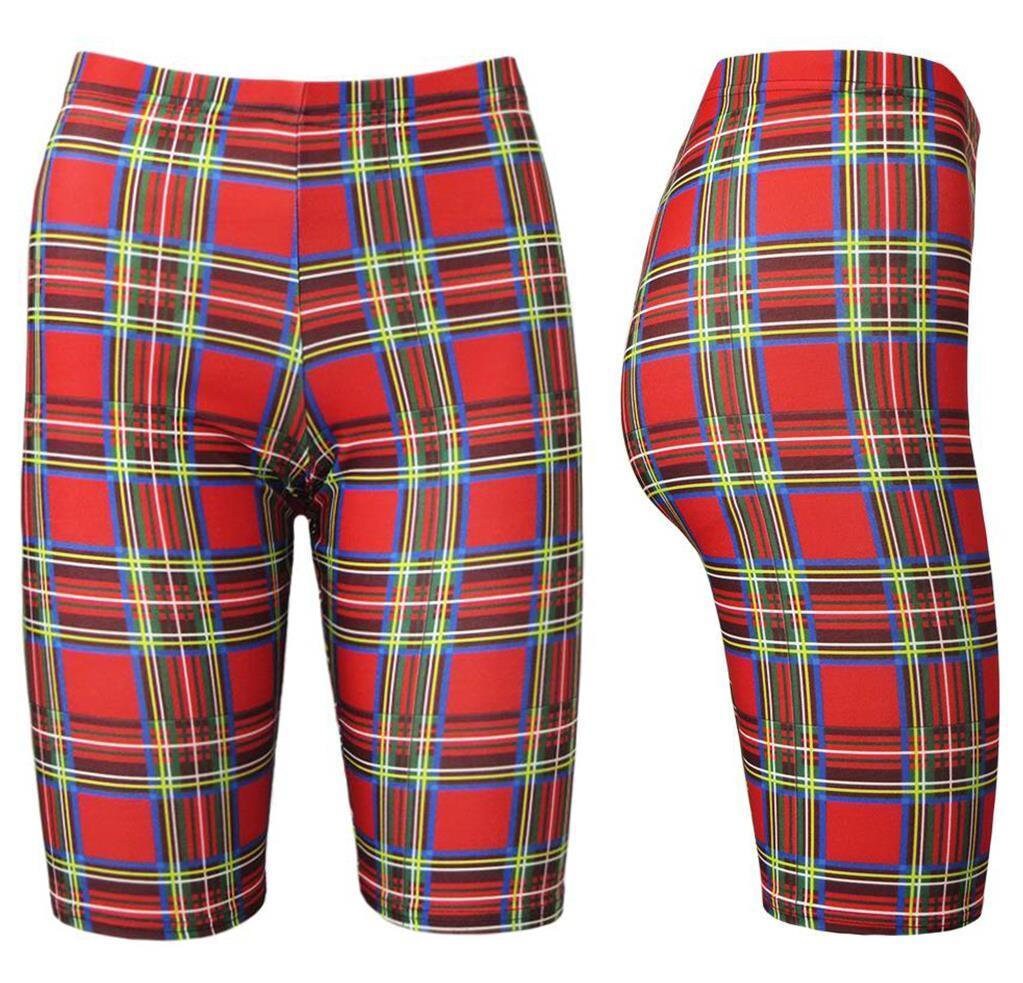 Red Tartan Check Printed Cycle Shorts Etsy Singapore