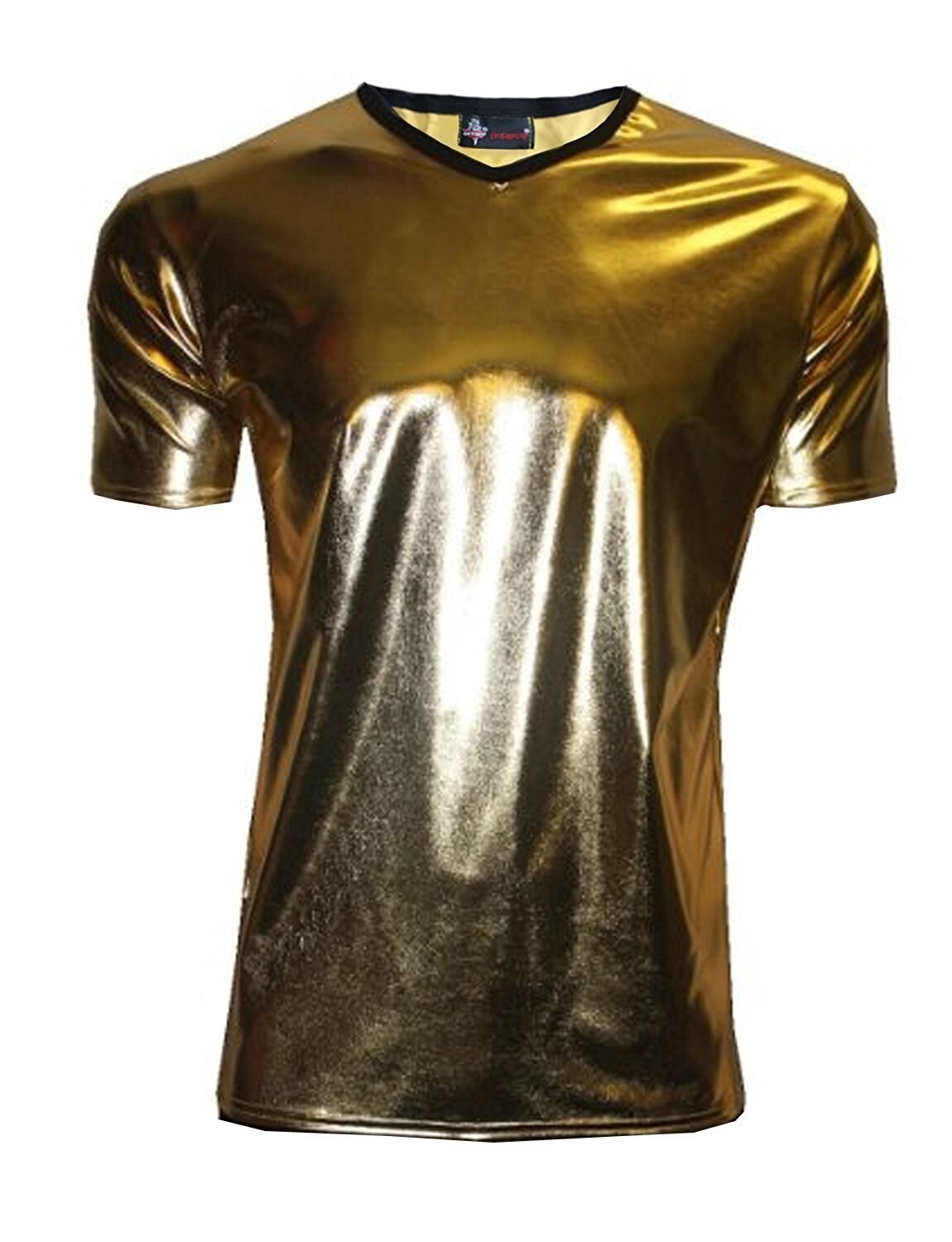 Men's Metallic Wetlook Shiny PVC Gold V-neck T-shirt | Etsy UK