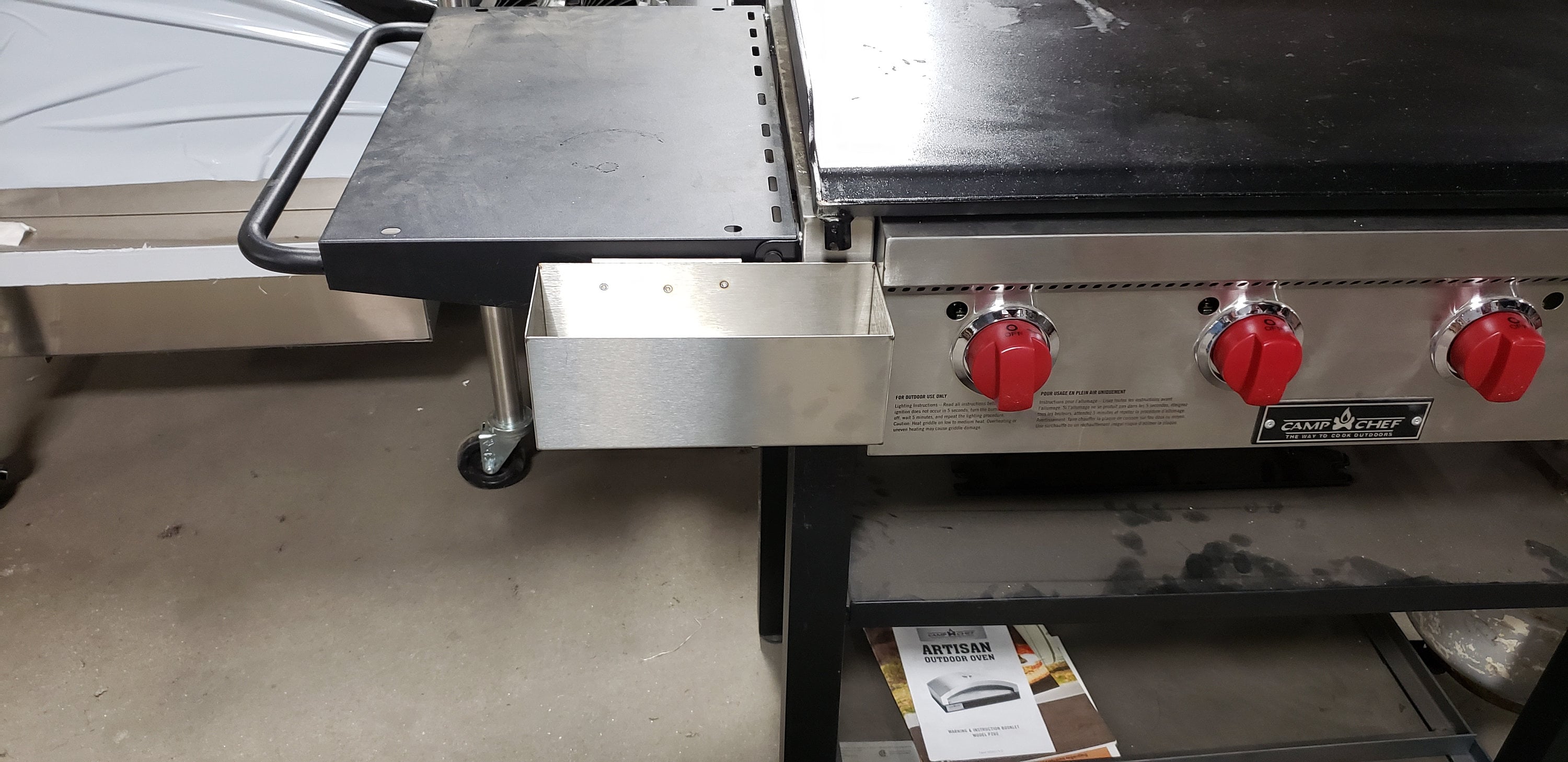 My husband built a grease trap upgrade for me… : r/blackstonegriddle