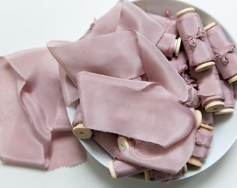 Silk Ribbon, dusty blush Hand dyed Silk Ribbon, Silk ribbons, Hand dyed silk ribbons, 100% pure silk ribbon, wedding ribbon