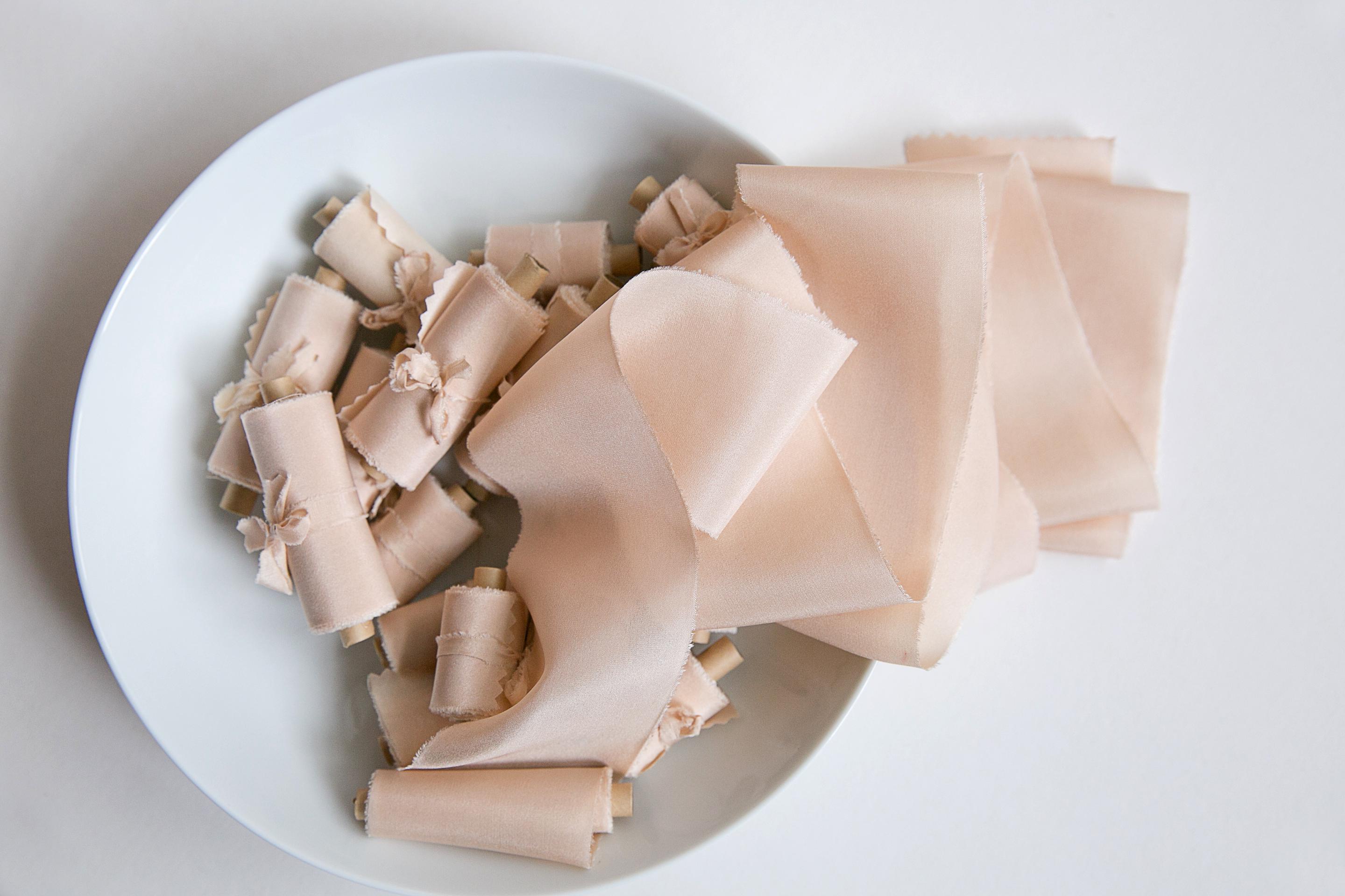 Ruban de soie, ruban de soie teint à la main orange pêche, rubans de soie, rubans de soie teints à la main, ruban de soie 100 % pure, ruban de mariage