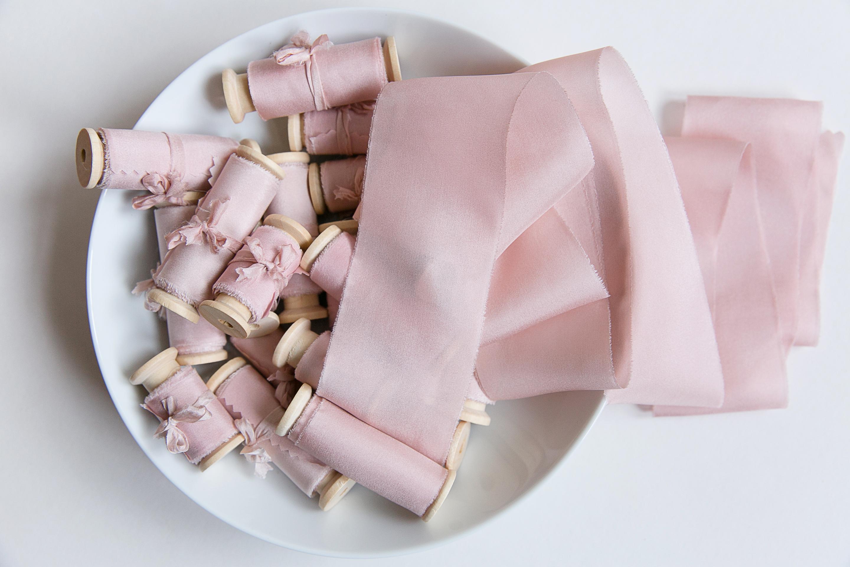 Ruban de soie, ruban de soie teint à la main tango rose, rubans de soie, rubans de soie teints à la main, ruban de soie 100 % pure, ruban de mariage