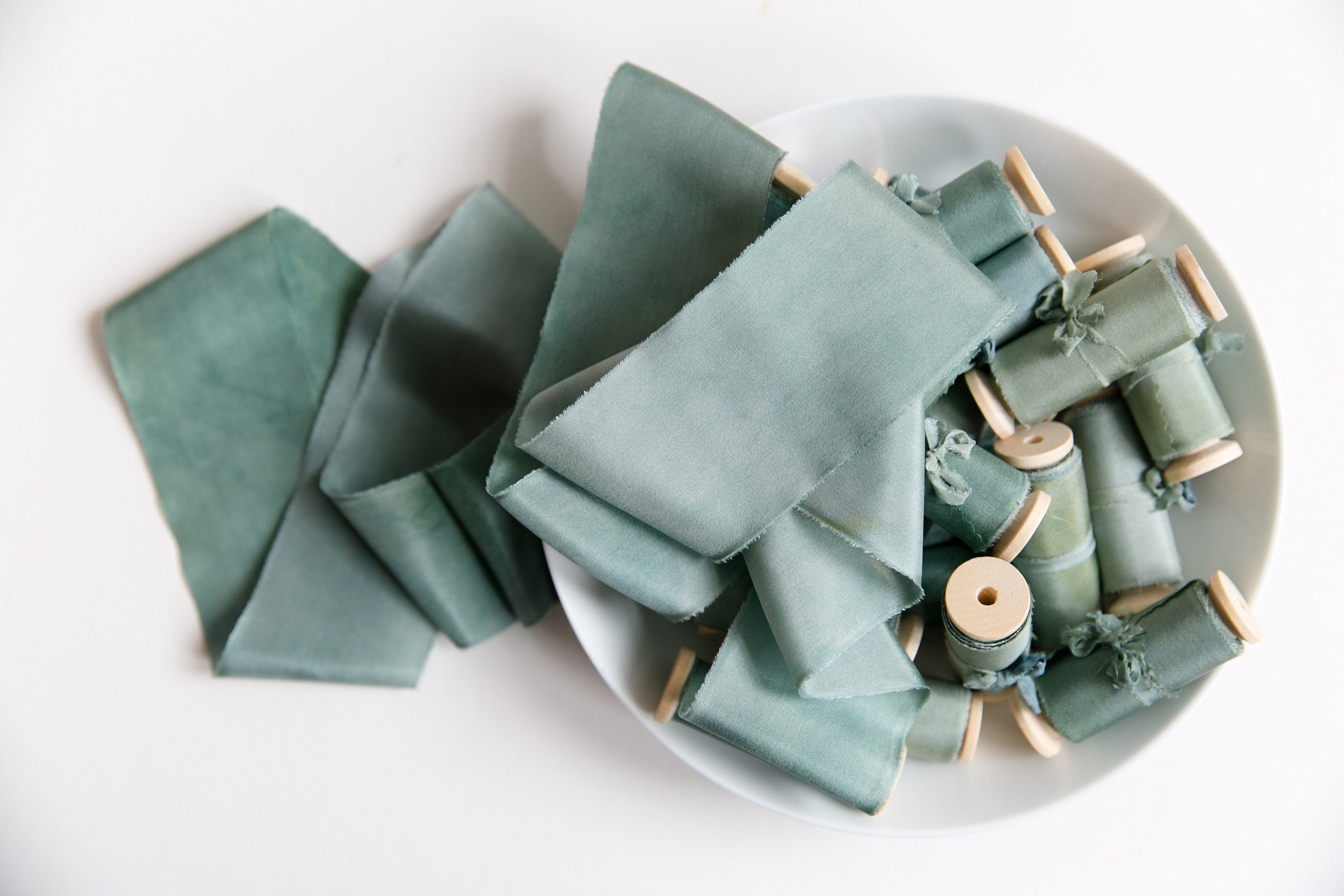 Ruban de soie, ruban de soie teint à la main marbré vert, rubans de soie, rubans de soie teints à la main, ruban de soie 100 % pure, ruban de mariage