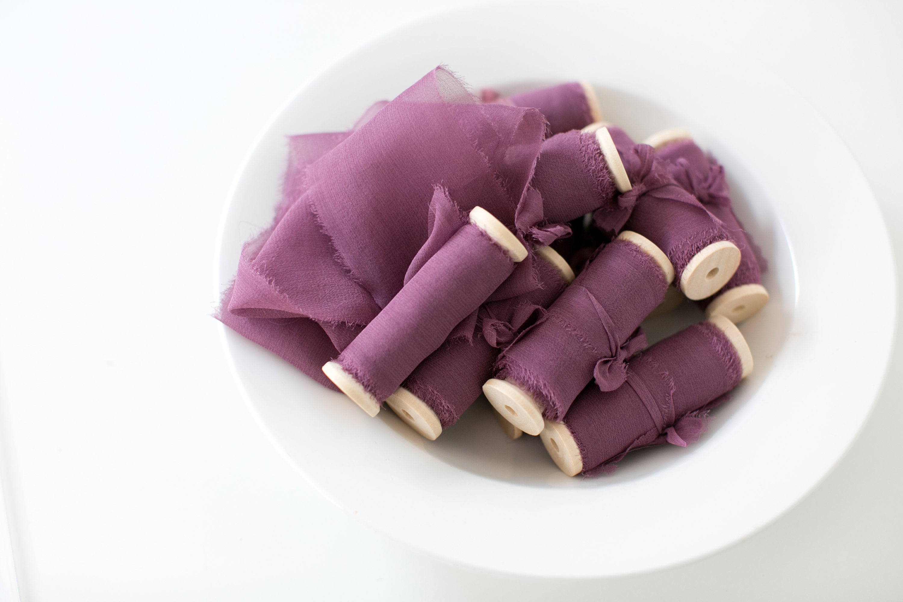 Ruban de soie, Ruban de soie teint à la main prune violette, Rubans de soie, Rubans de soie teints à la main, Ruban de soie 100% pure, ruban bouquet d