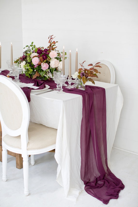 Plum Table Runner Wedding Table Runner 100 Silk