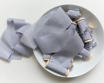 Silk Ribbon, Purple  Hand dyed Silk Ribbon, Silk ribbons, Hand dyed silk ribbons, 100% pure silk ribbon, bridal bouquet ribbon