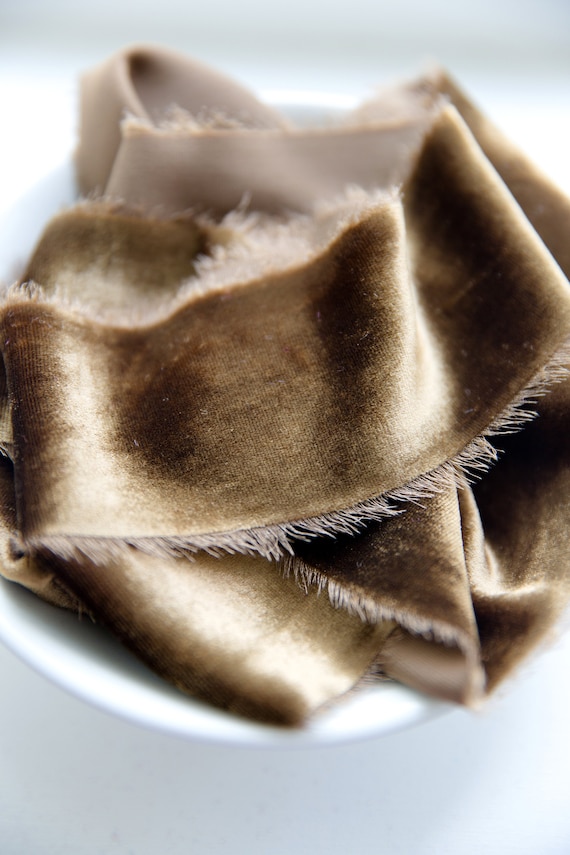 Champagne Color Silk Velvet Fabric - Hand Dyed Silk/Rayon Blend For Sewing & Crafts