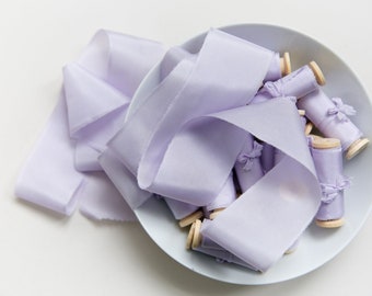 Silk Ribbon, Purple Periwinkle Hand dyed Silk Ribbon, Silk ribbons, Hand dyed silk ribbons, 100% pure silk ribbon, bridal bouquet ribbon