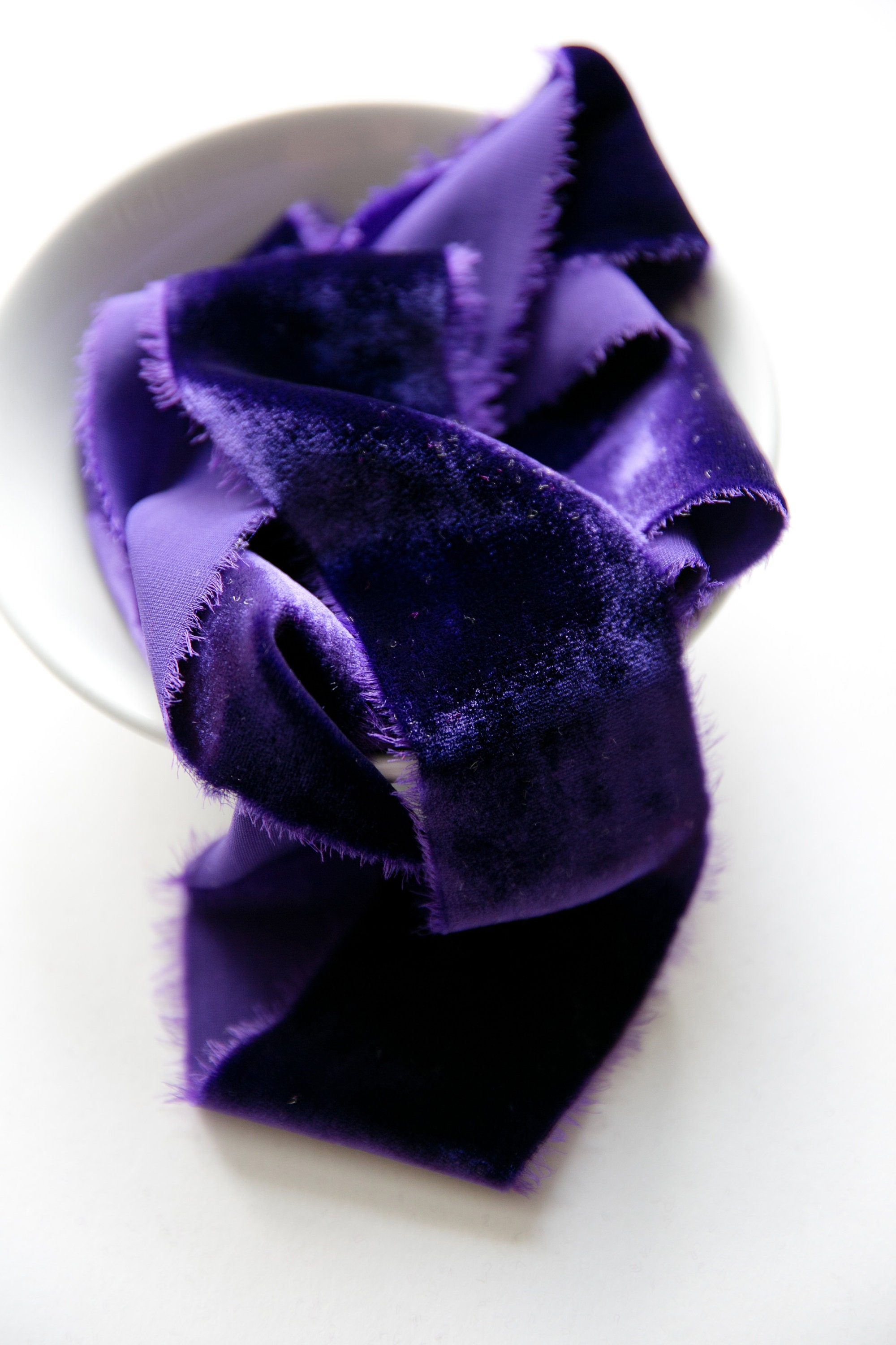 Velvet Silk Ribbon, Purple Velvet ribbons,handmade, hand-dyed, eco  friendly, bridal bouquets, wedding invitations, photography styling