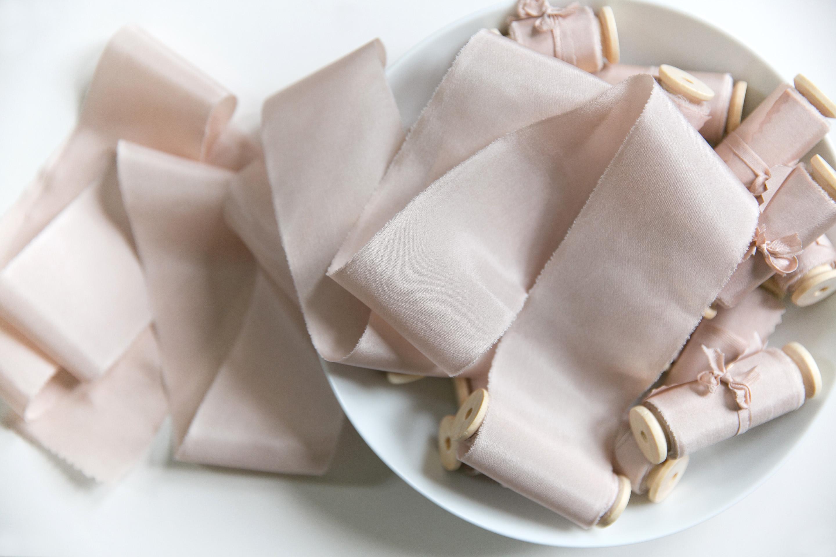 Ruban de soie, ruban de soie teint à la main champagne rose, rubans de soie, rubans de soie teints à la main, ruban de soie 100 % pure, ruban de maria