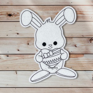 Easter Bunny Colouring Doll Embroidery Design, ITH Flat Doll, Redwork, ITH Coloring Dolls, Embroidery Digital Design File, 5 x 7