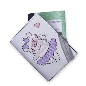 ITH Mini Composition Book Cover, Ballerina Pig, Machine Embroidery, 5 x 7 Hoop, Mini Comp Notebook Cover, Digital Design